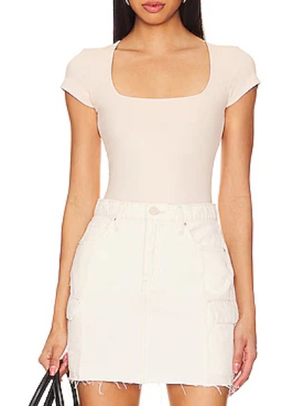 Free people NWT XS FP Intimately square neck short sleeve bodysuit tank top